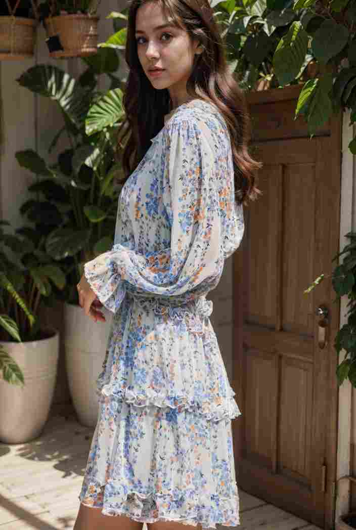 loose leopard print v neck dress drop shoulder a line closed cape paneled 132433