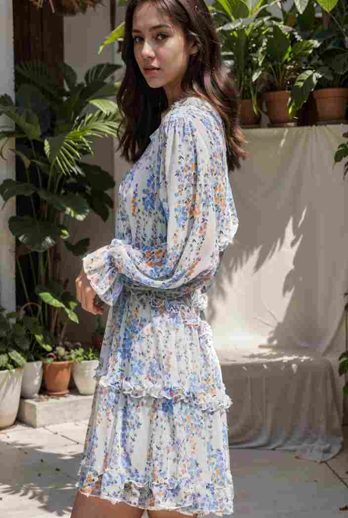 loose leopard print v neck dress drop shoulder a line closed cape paneled 132432