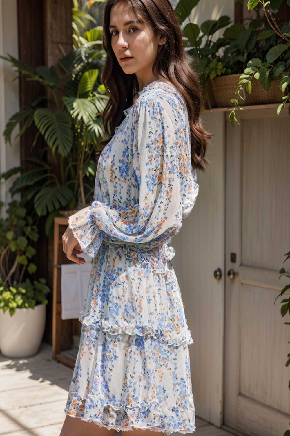 loose leopard print v neck dress drop shoulder a line closed cape paneled 125611