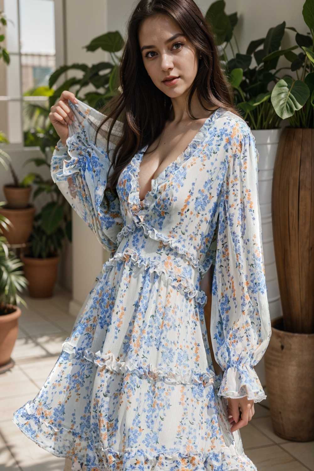 loose leopard print v neck dress drop shoulder a line closed cape paneled 140717