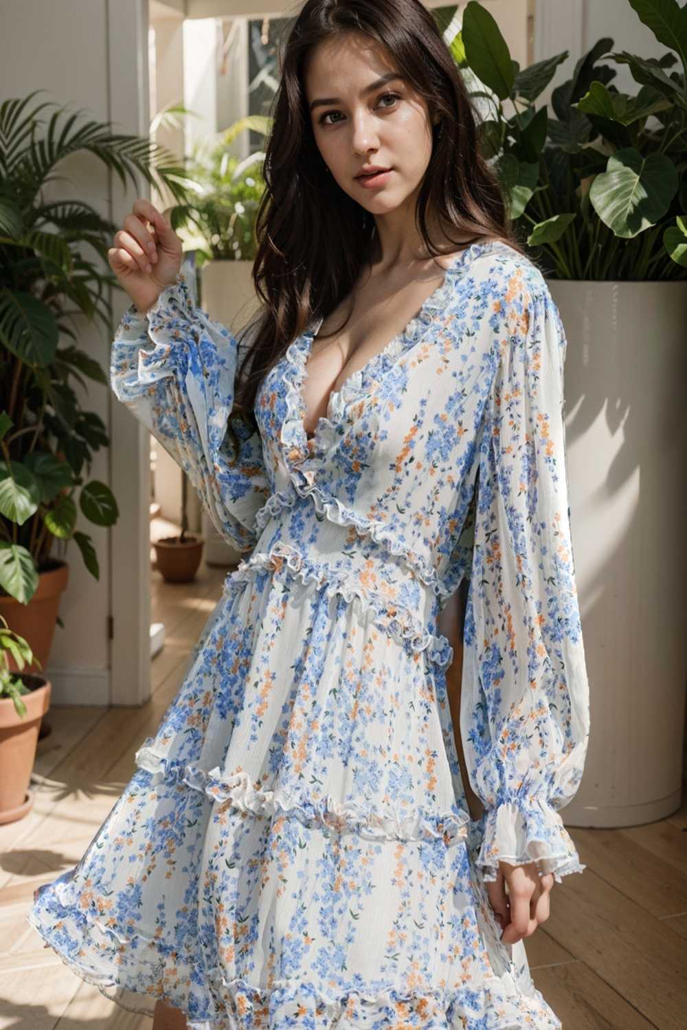 loose leopard print v neck dress drop shoulder a line closed cape paneled 109317