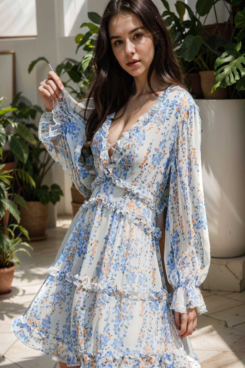 loose leopard print v neck dress drop shoulder a line closed cape paneled 143399