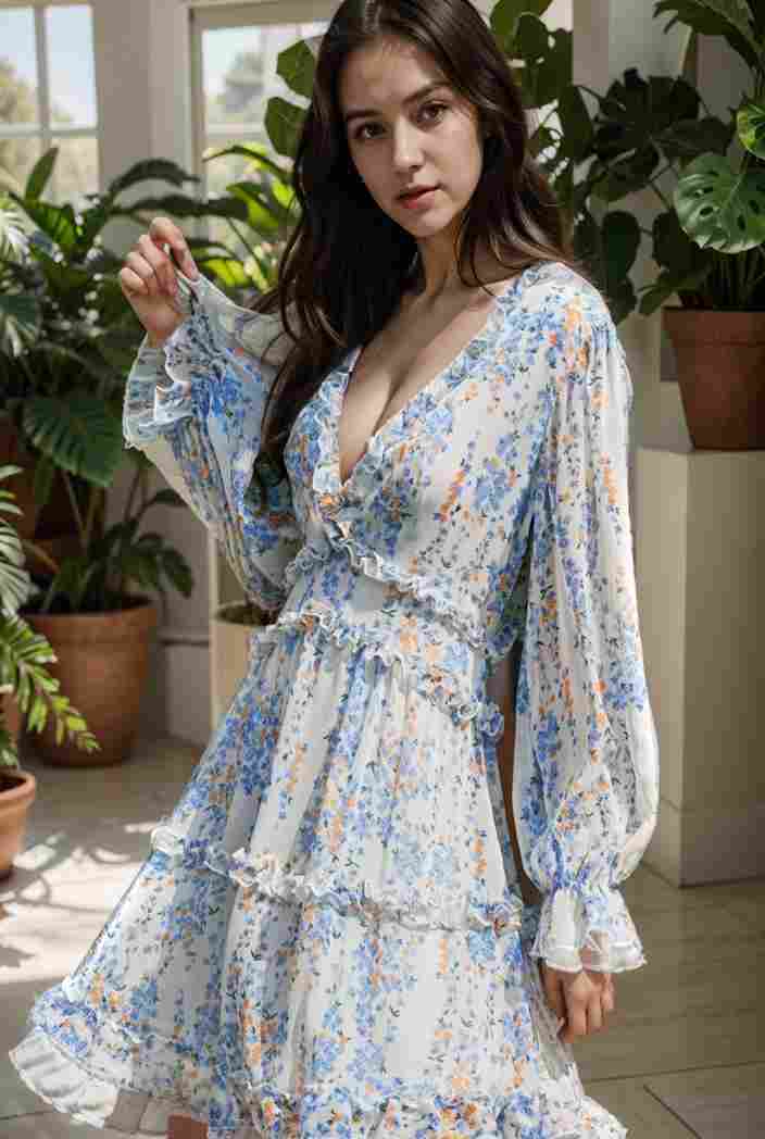 loose leopard print v neck dress drop shoulder a line closed cape paneled 132429