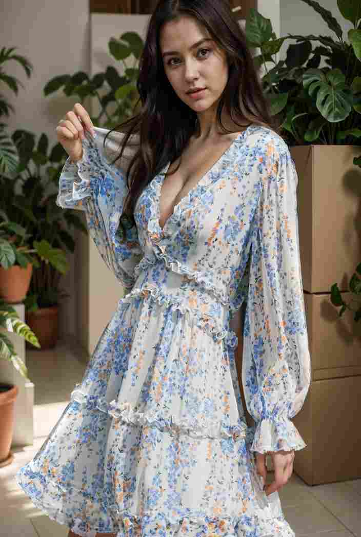 loose leopard print v neck dress drop shoulder a line closed cape paneled 132428