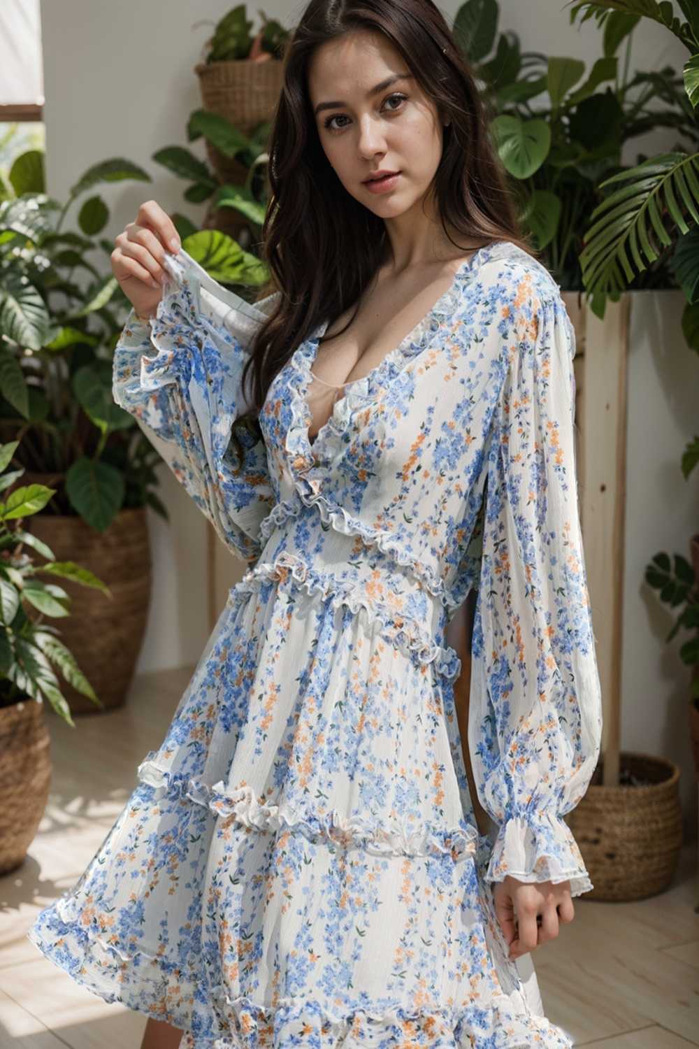 loose leopard print v neck dress drop shoulder a line closed cape paneled 120528