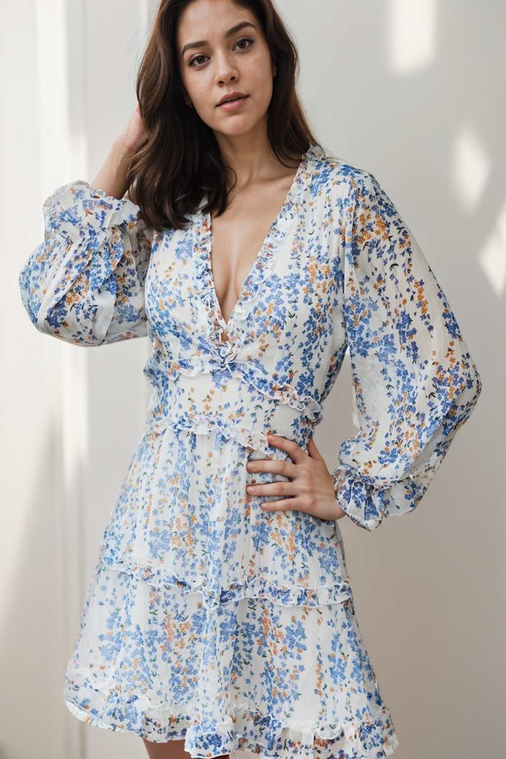 loose leopard print v neck dress drop shoulder a line closed cape paneled 131833