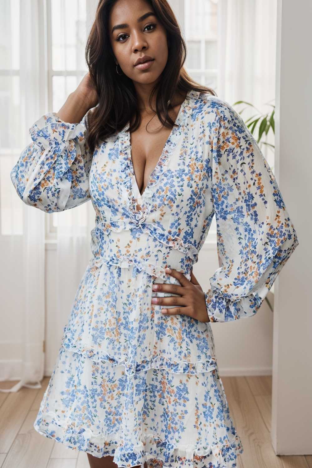 loose leopard print v neck dress drop shoulder a line closed cape paneled 144237