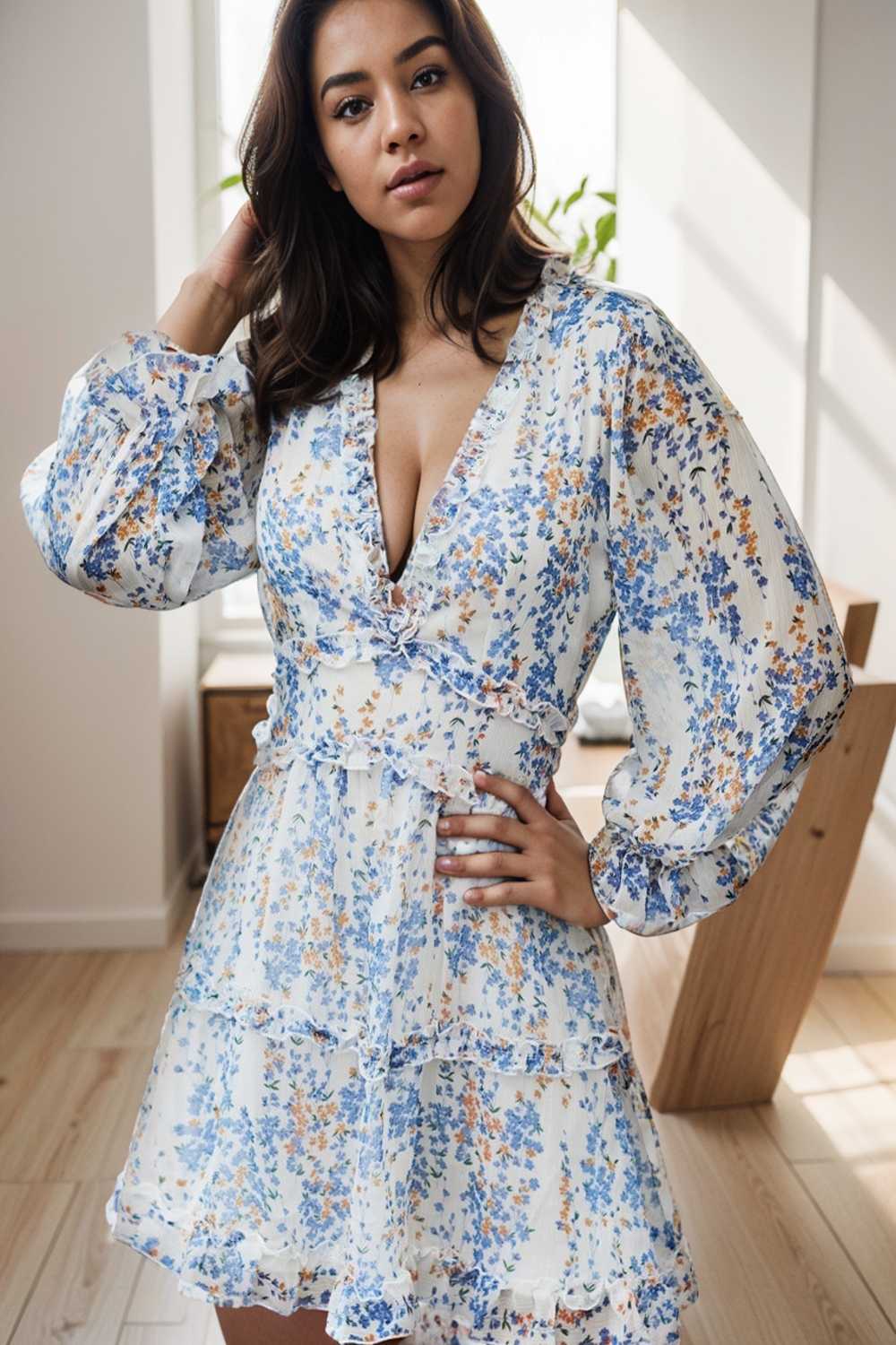 loose leopard print v neck dress drop shoulder a line closed cape paneled 144236