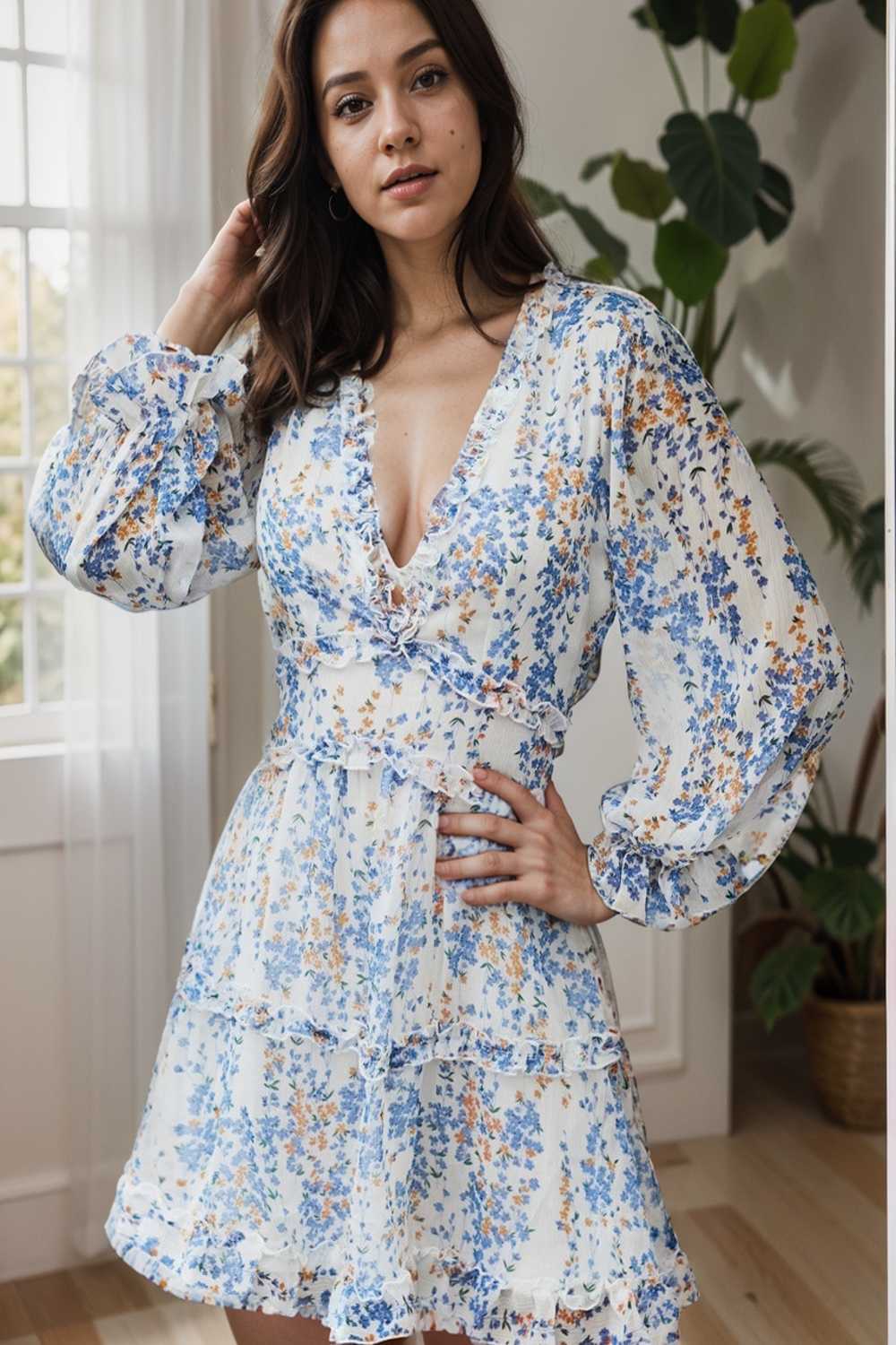loose leopard print v neck dress drop shoulder a line closed cape paneled 120513