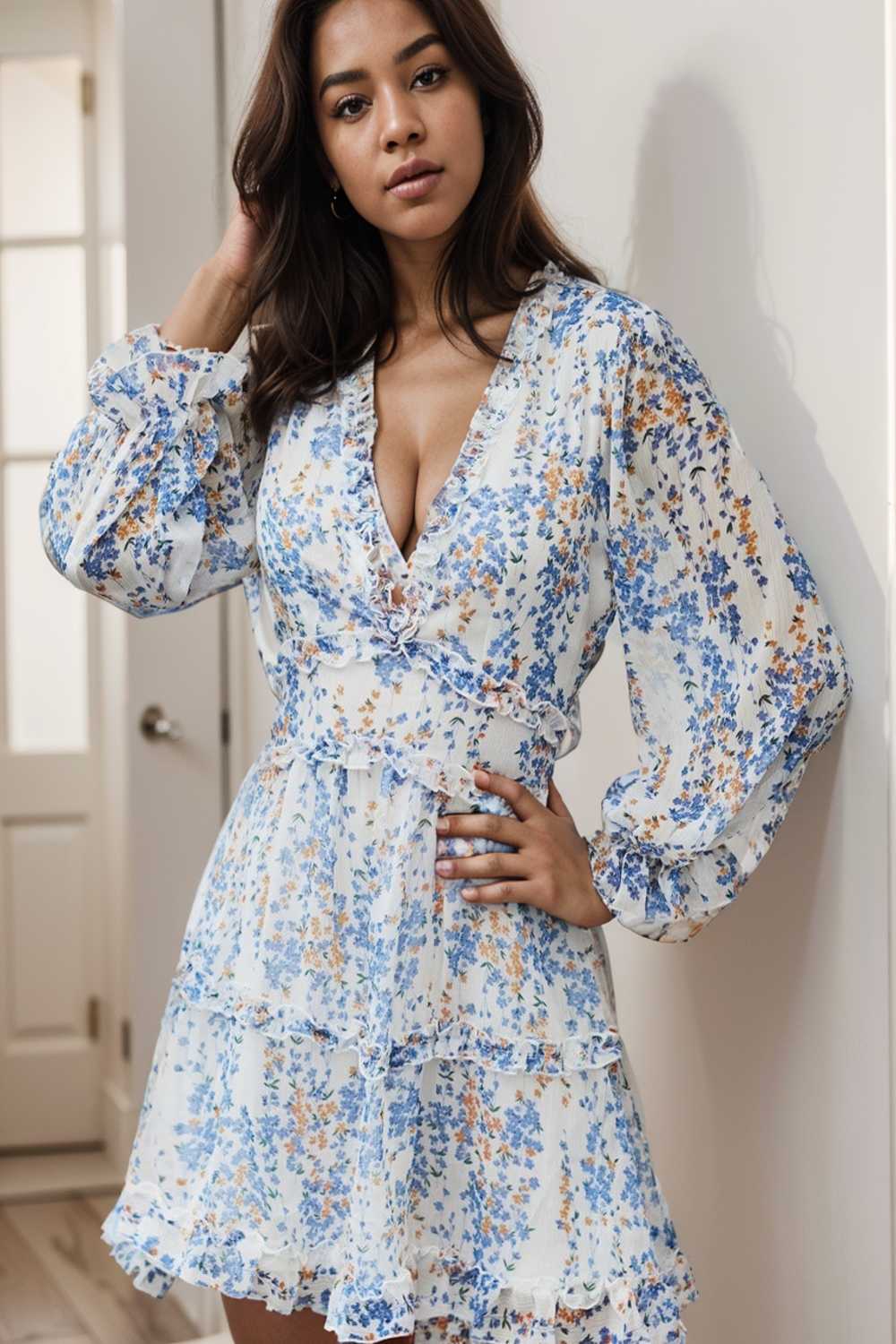 loose leopard print v neck dress drop shoulder a line closed cape paneled 144231