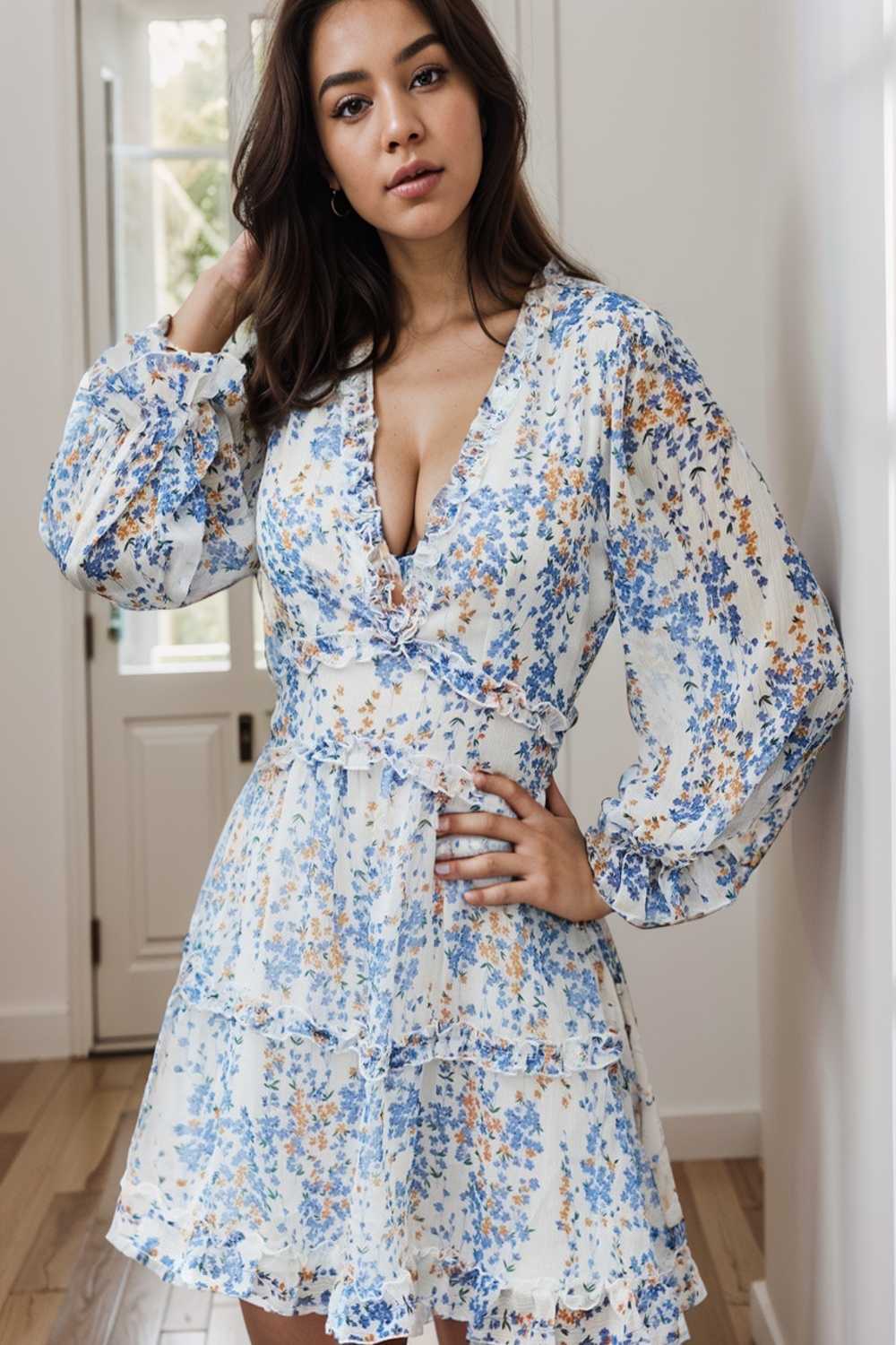 loose leopard print v neck dress drop shoulder a line closed cape paneled 143373