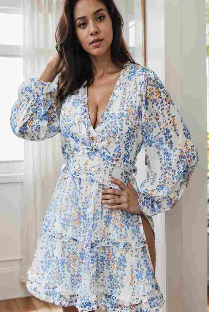 loose leopard print v neck dress drop shoulder a line closed cape paneled 132423