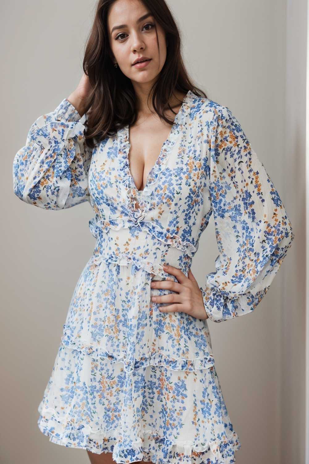 loose leopard print v neck dress drop shoulder a line closed cape paneled 120509