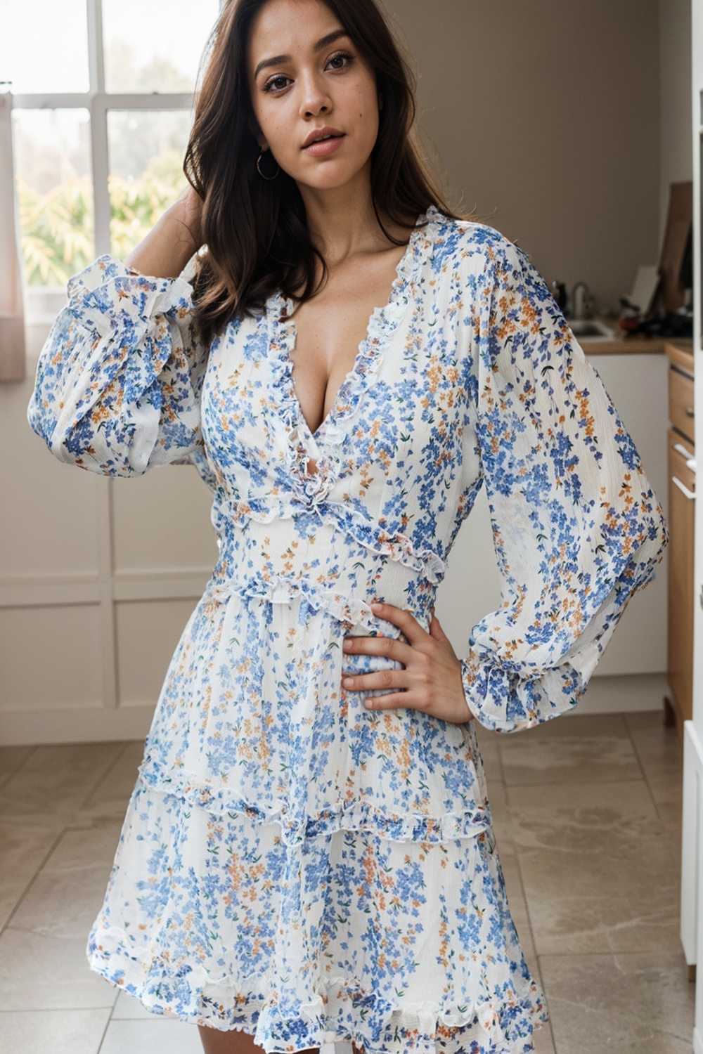loose leopard print v neck dress drop shoulder a line closed cape paneled 120508