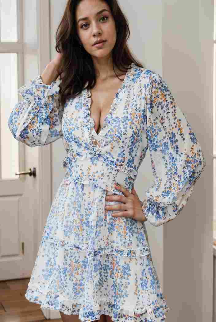 loose leopard print v neck dress drop shoulder a line closed cape paneled 132422