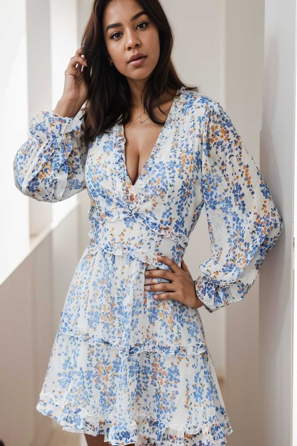 loose leopard print v neck dress drop shoulder a line closed cape paneled 144226