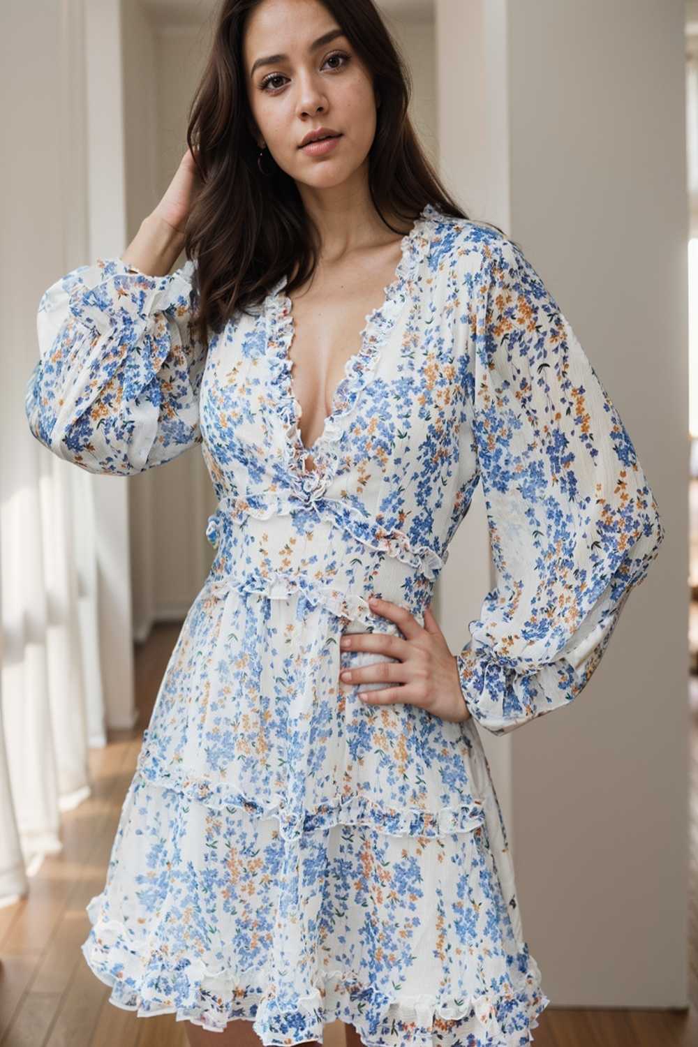 loose leopard print v neck dress drop shoulder a line closed cape paneled 118612