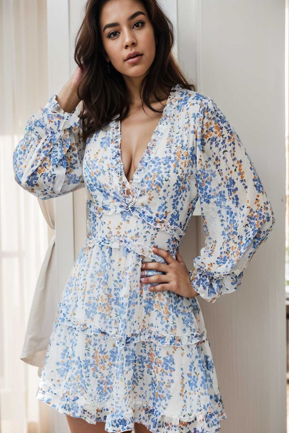 loose leopard print v neck dress drop shoulder a line closed cape paneled 144221