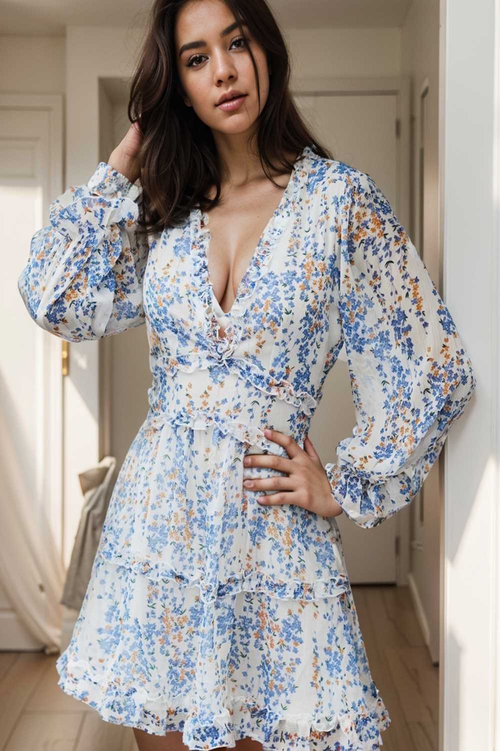 loose leopard print v neck dress drop shoulder a line closed cape paneled 126151