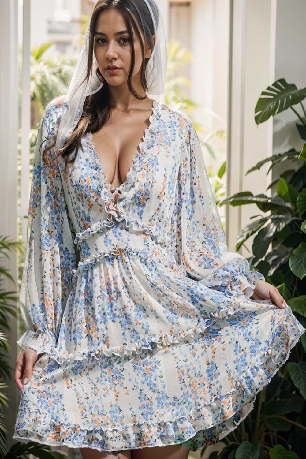 loose leopard print v neck dress drop shoulder a line closed cape paneled 131830