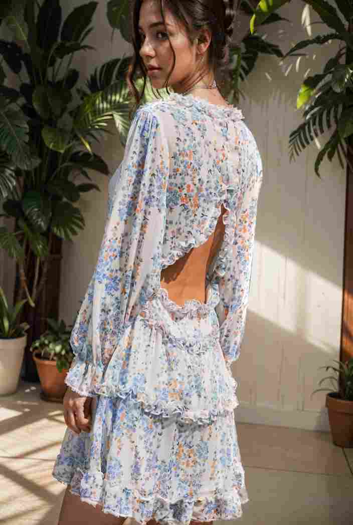 loose leopard print v neck dress drop shoulder a line closed cape paneled 132415
