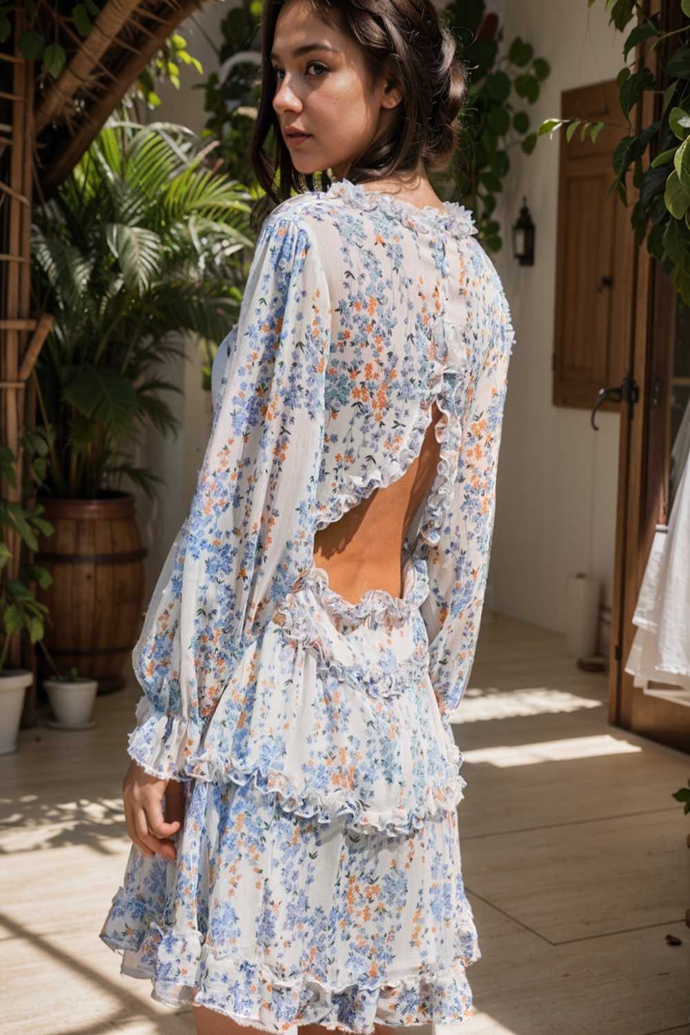 loose leopard print v neck dress drop shoulder a line closed cape paneled 120480