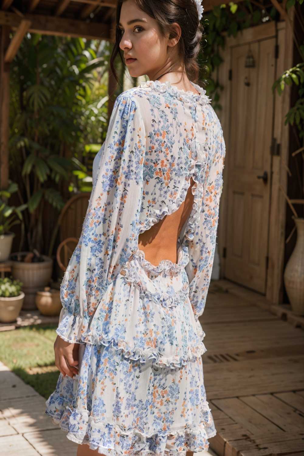 loose leopard print v neck dress drop shoulder a line closed cape paneled 126833