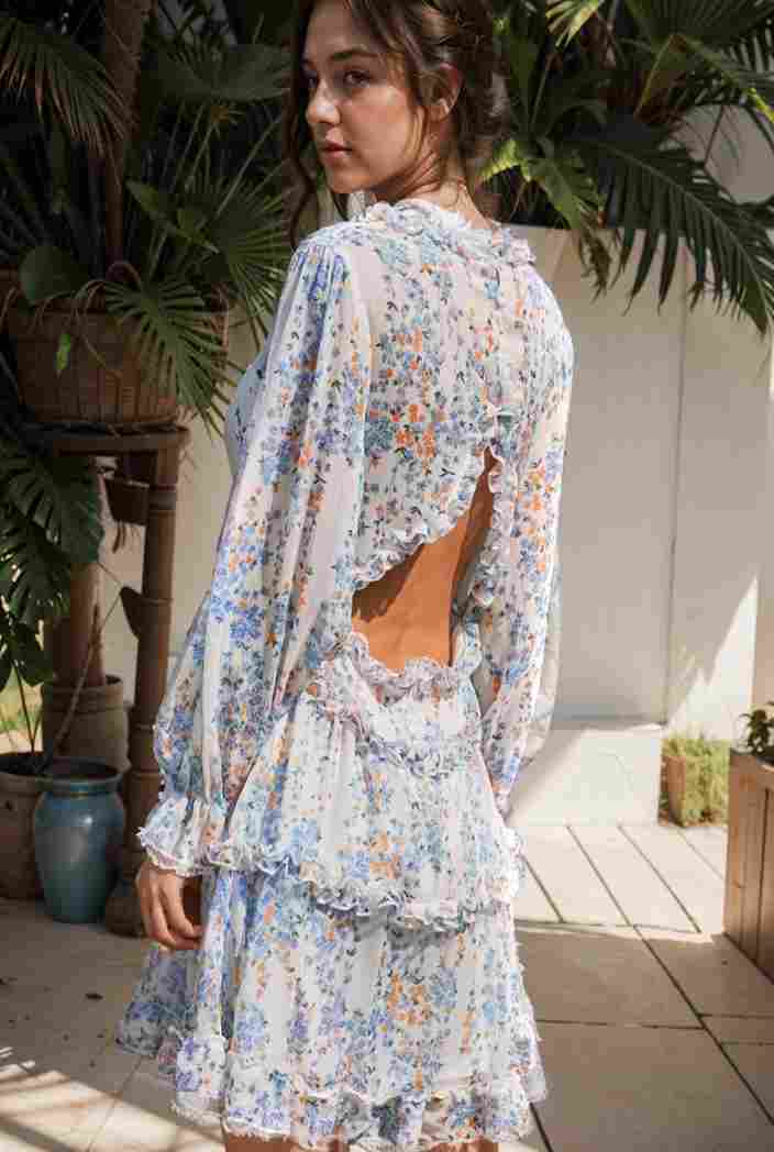loose leopard print v neck dress drop shoulder a line closed cape paneled 132414