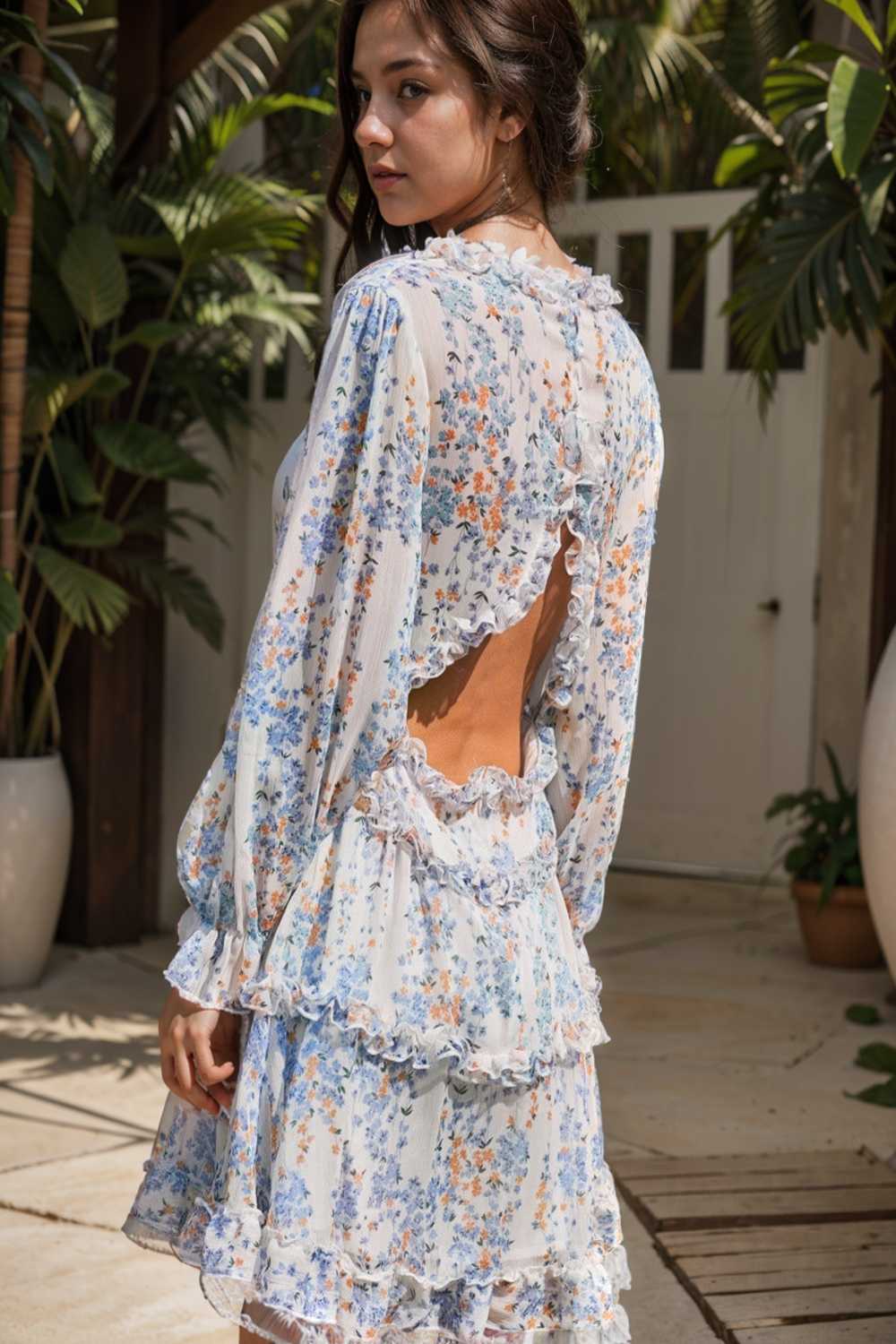 loose leopard print v neck dress drop shoulder a line closed cape paneled 120478