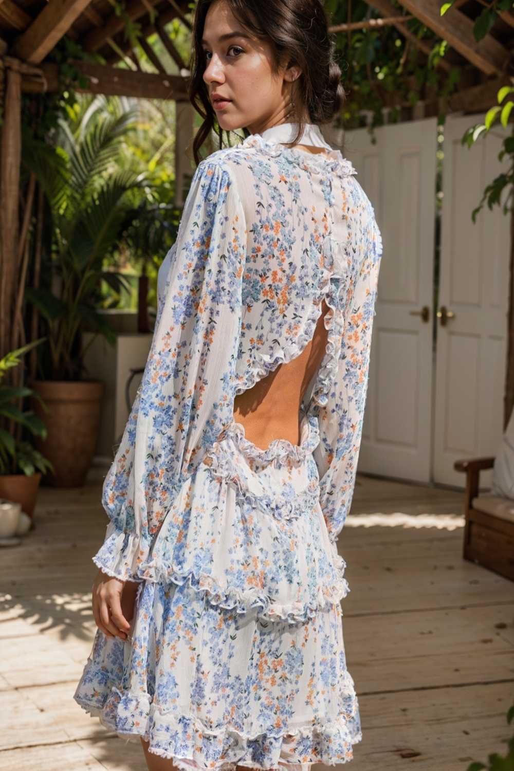 loose leopard print v neck dress drop shoulder a line closed cape paneled 120475