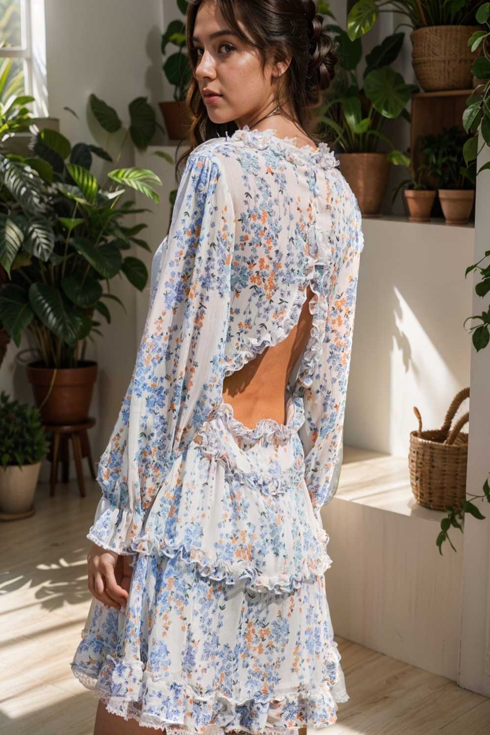 loose leopard print v neck dress drop shoulder a line closed cape paneled 120474
