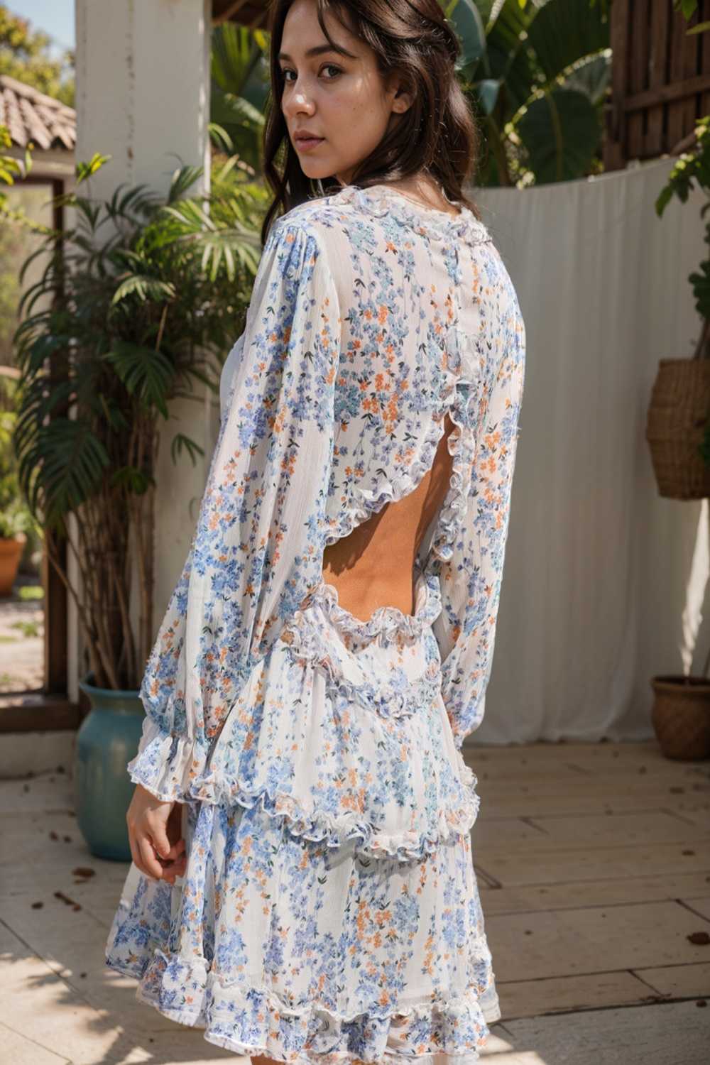 loose leopard print v neck dress drop shoulder a line closed cape paneled 118583