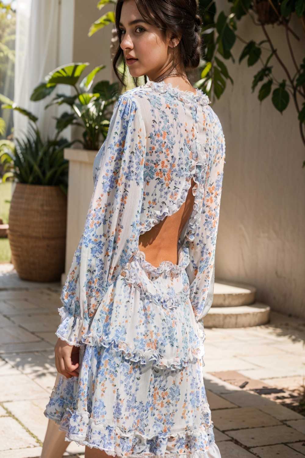 loose leopard print v neck dress drop shoulder a line closed cape paneled 143327