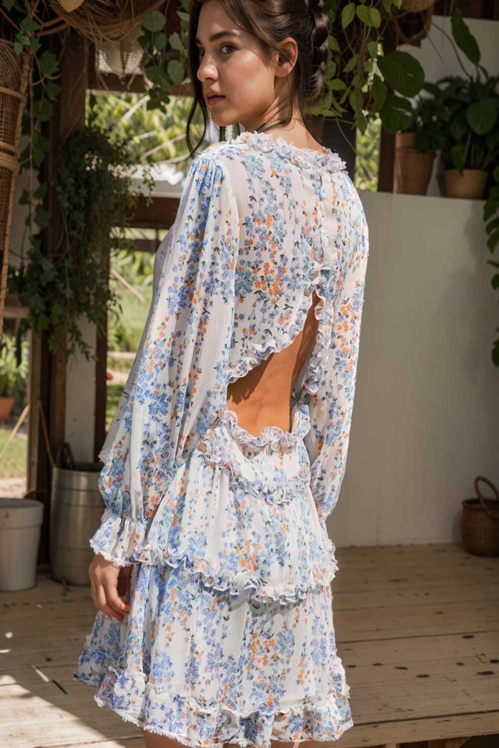 loose leopard print v neck dress drop shoulder a line closed cape paneled 143326