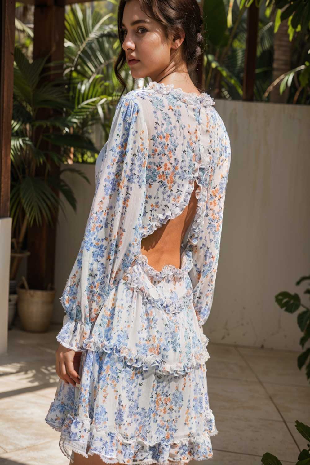 loose leopard print v neck dress drop shoulder a line closed cape paneled 143324