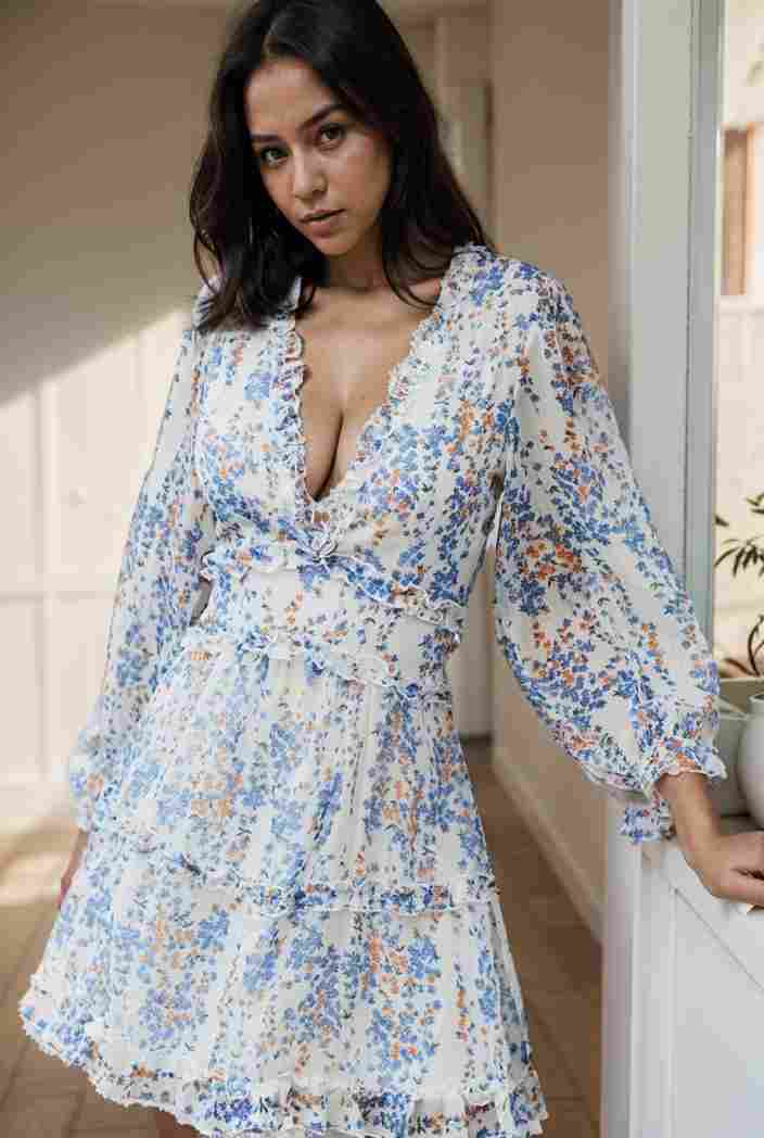 loose leopard print v neck dress drop shoulder a line closed cape paneled 132411