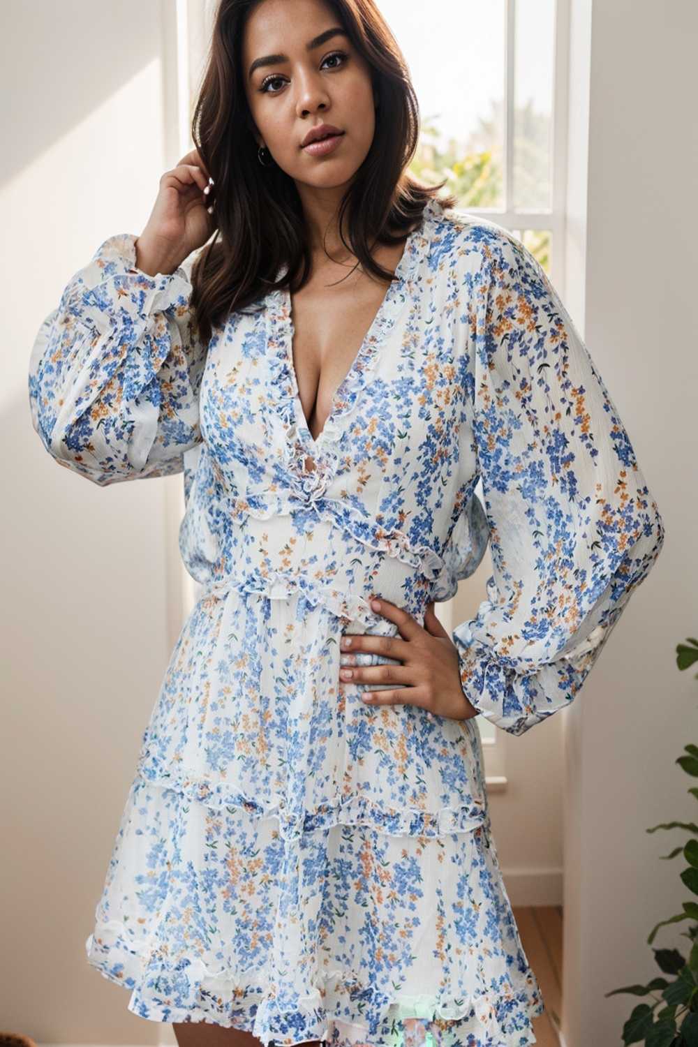 loose leopard print v neck dress drop shoulder a line closed cape paneled 134724