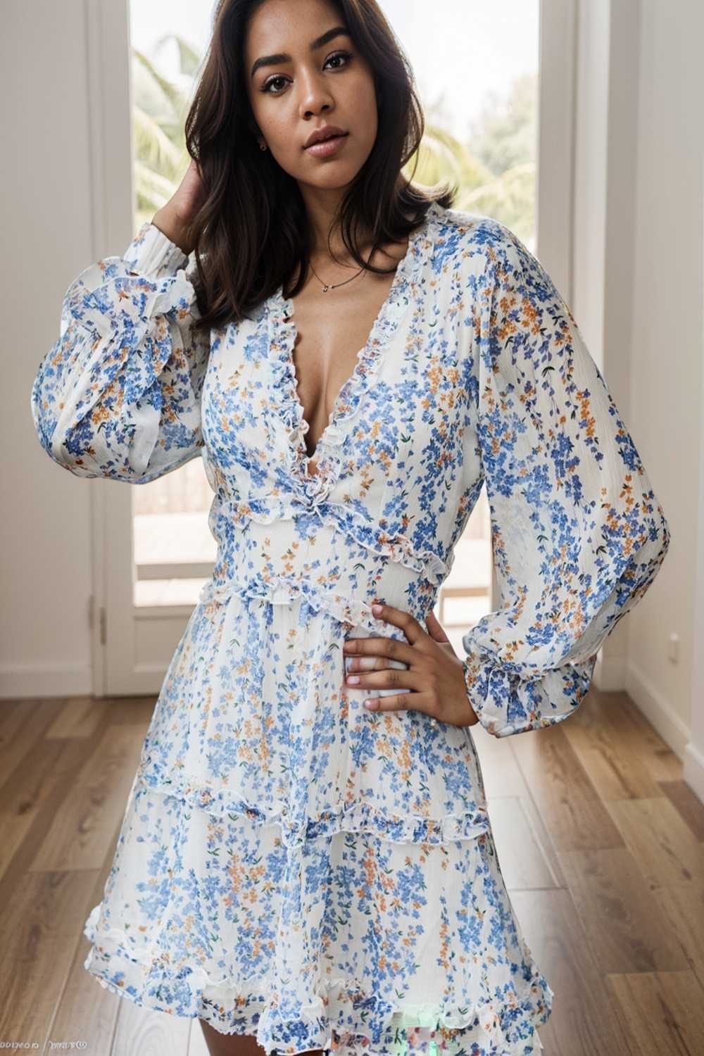 loose leopard print v neck dress drop shoulder a line closed cape paneled 124868