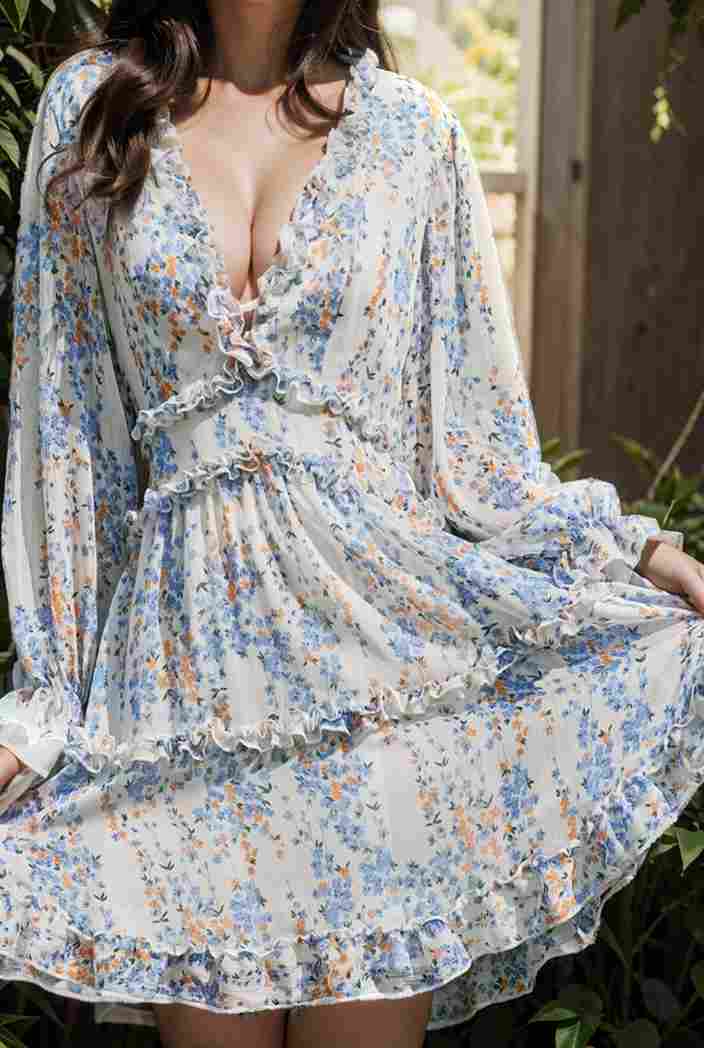 loose leopard print v neck dress drop shoulder a line closed cape paneled 131340