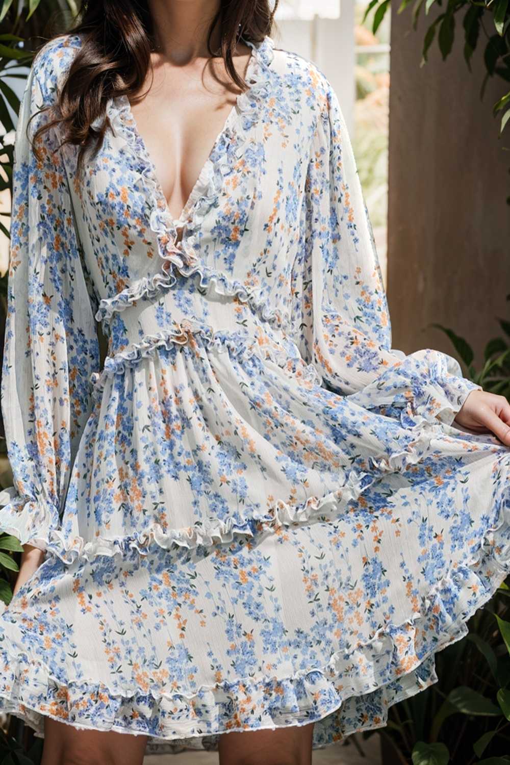 loose leopard print v neck dress drop shoulder a line closed cape paneled 124810
