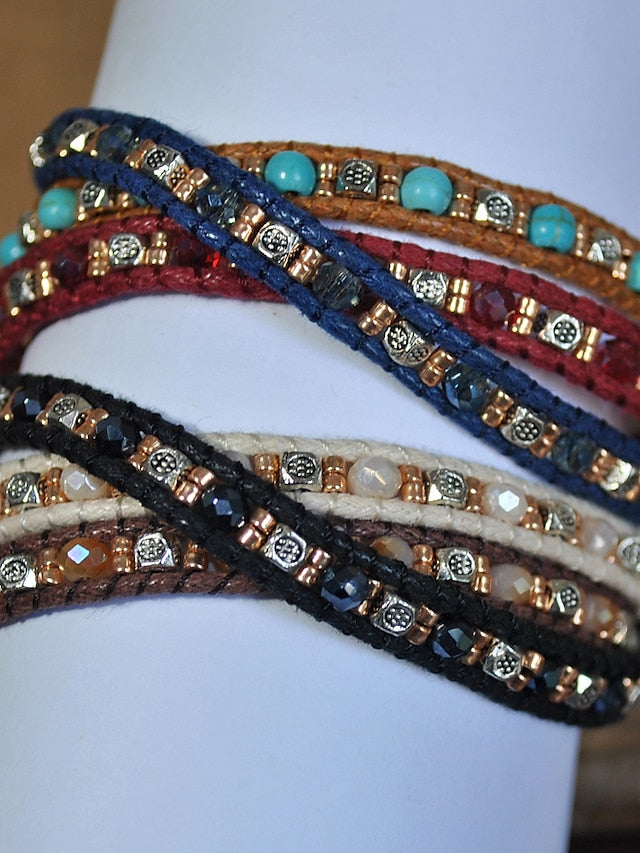 Women's Friendship Bracelet Vintage Bracelet Bracelet Retro Fashion Birthday Vintage Theme Rustic / Lodge Simple Ethnic Vintage Boho Glass Bracelet Jewelry Royal Blue / White / Black For Sport Prom - LuckyFash™