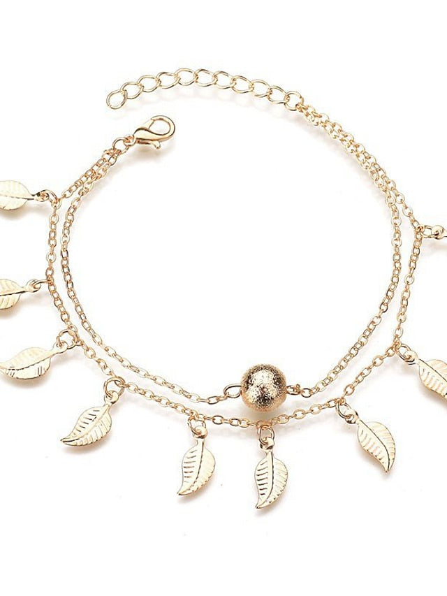 Ankle Bracelet Cute Stylish Women's Body Jewelry For Holiday Beach Classic Alloy Ginkgo Silver Gold 1PC - LuckyFash™