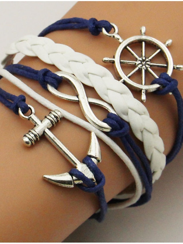 Leather Bracelet Plaited Wrap Fashion Weave Fashion Cute Leather Bracelet Jewelry Blue For Daily Holiday - LuckyFash™