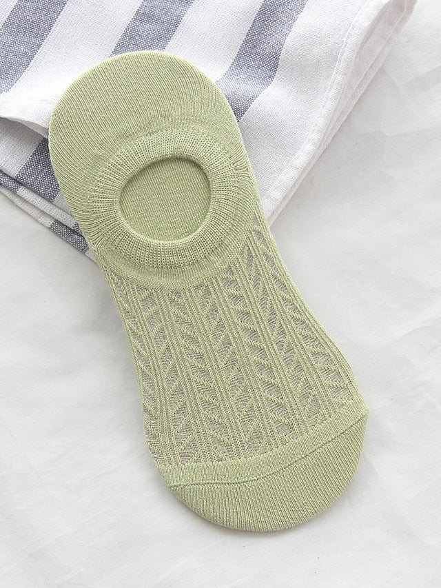 socks women spring and summer new glass silk ladies non-slip invisible socks cotton hollow mesh air conditioning socks boat socks women - LuckyFash™