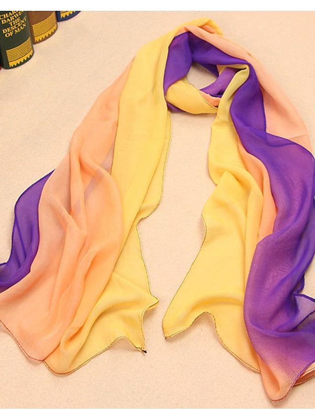 Women's Chiffon Scarf Party Black Scarf Color Block Cute Red Blue Fall Spring - LuckyFash™