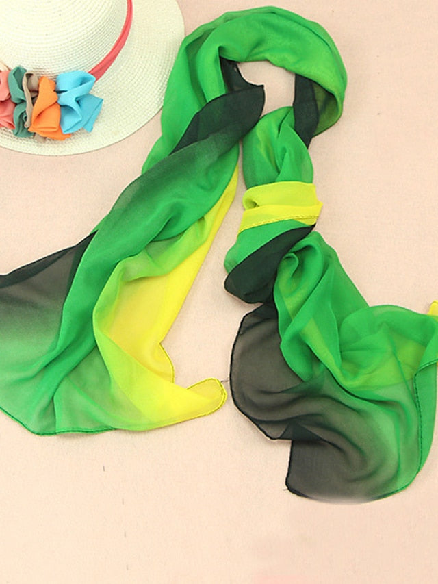 Women's Chiffon Scarf Party Black Scarf Color Block Cute Red Blue Fall Spring - LuckyFash™