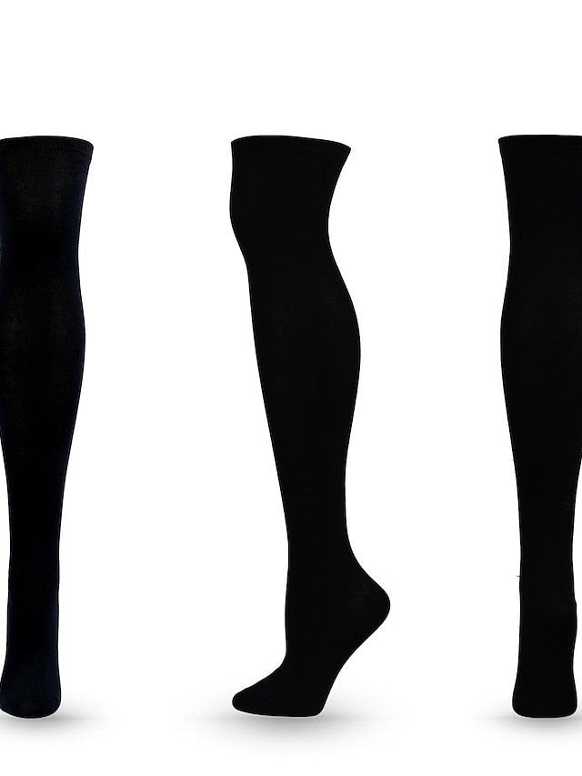 Women's Knee High Socks Outdoor Home Daily Solid Color Polyester Spandex Basic Classic Warm Casual 1 Pair - LuckyFash™