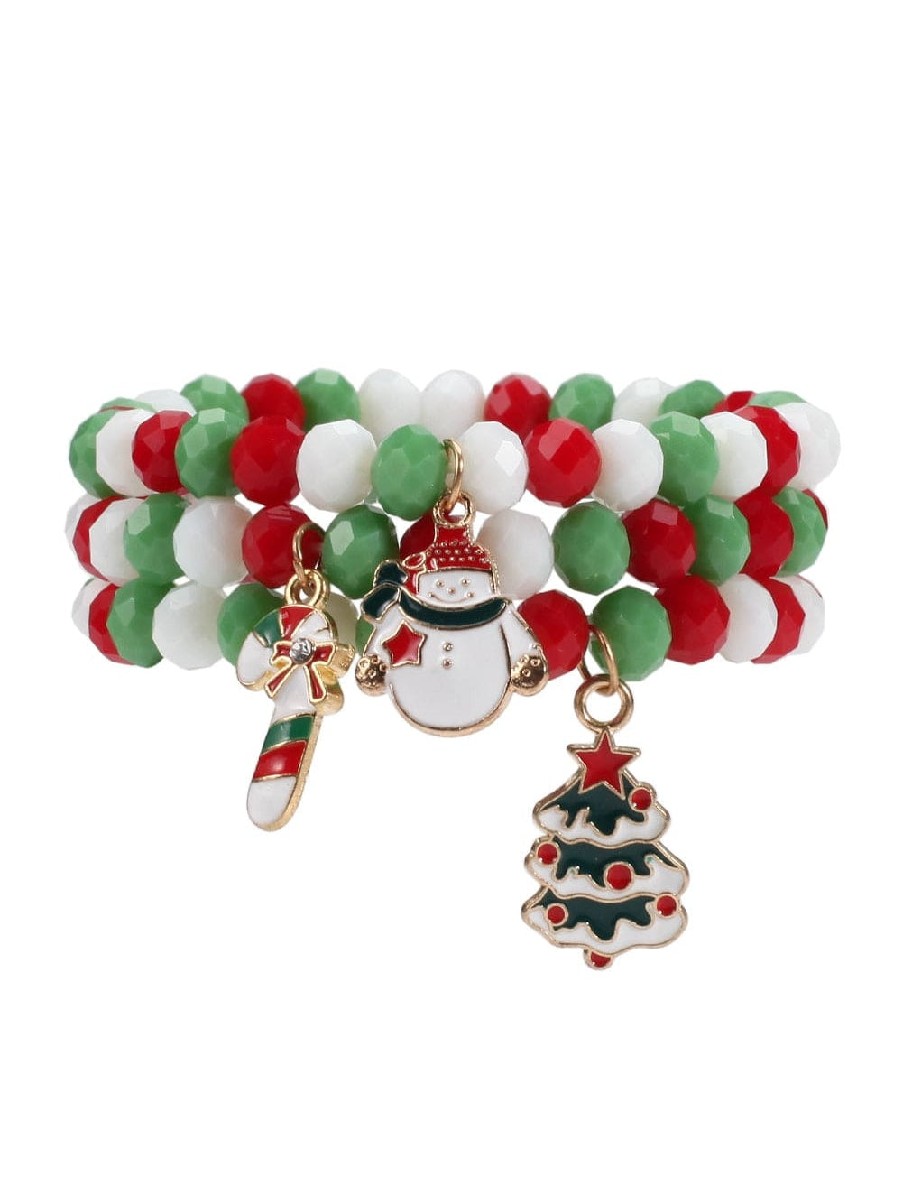 Multicolor Polyhedral Beads Christmas Multi-layer Bracelet