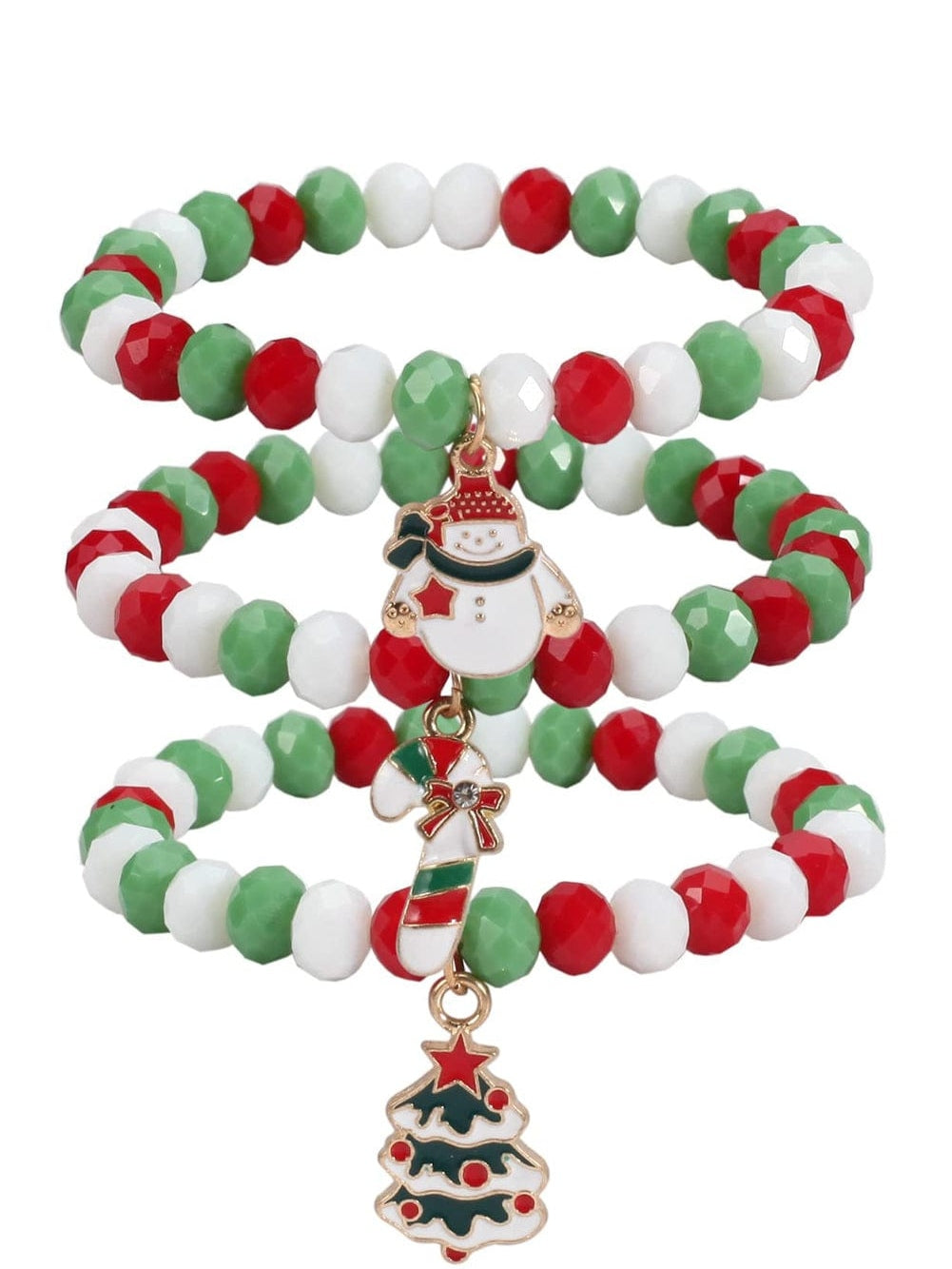 Multicolor Polyhedral Beads Christmas Multi-layer Bracelet