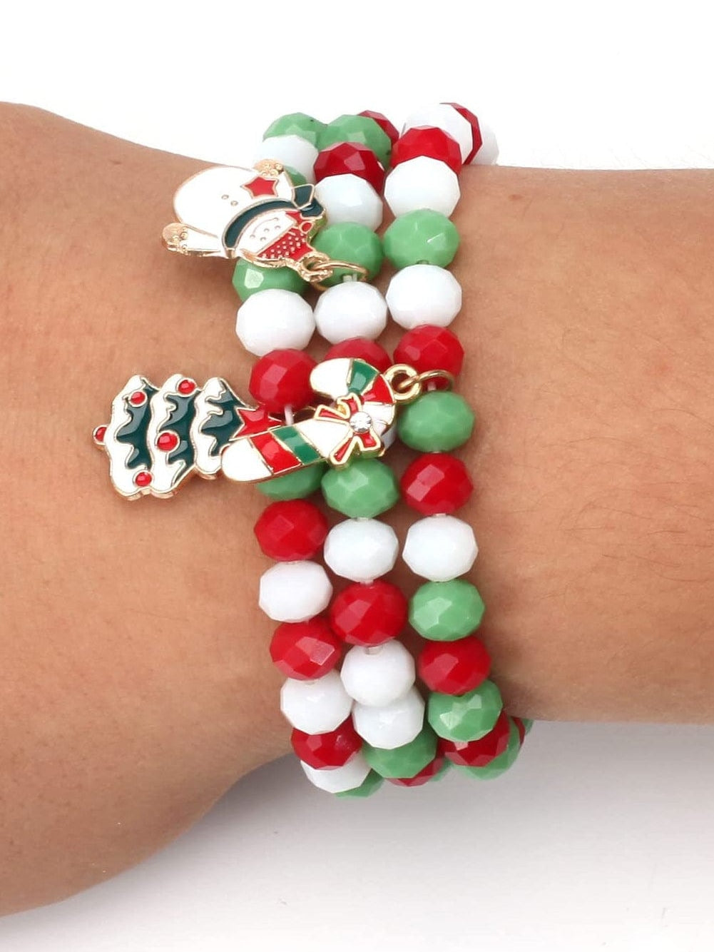 Multicolor Polyhedral Beads Christmas Multi-layer Bracelet